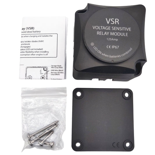 12V 125Amp Dual Battery Isolator - Voltage Sensitive Relay (VSR) with IP67 Waterproof & LED Indicator for RV, Boat, ATV, and Camper