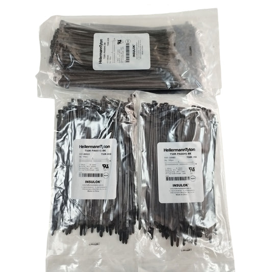 HellermannTyton T50R PA66HS Cable Ties 200mm x 4.6mm - Black Heat-Resistant Zip Ties (100 Pack)