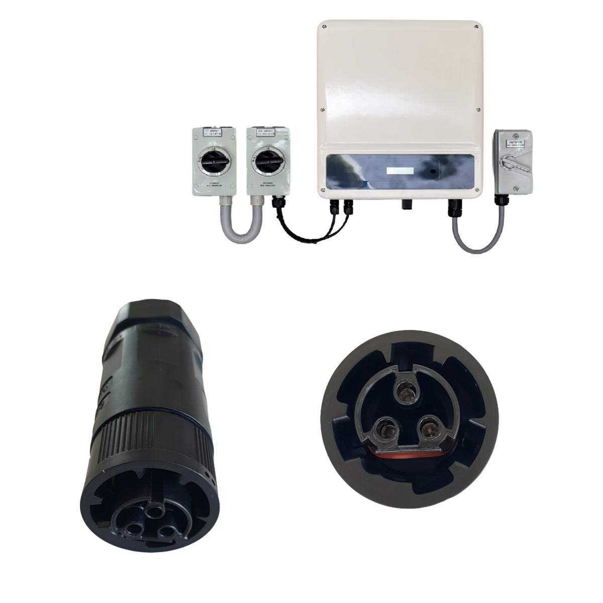 AC Connector for Growatt Inverter - Waterproof Grid Plug & Socket Set for Photovoltaic Systems (Black)