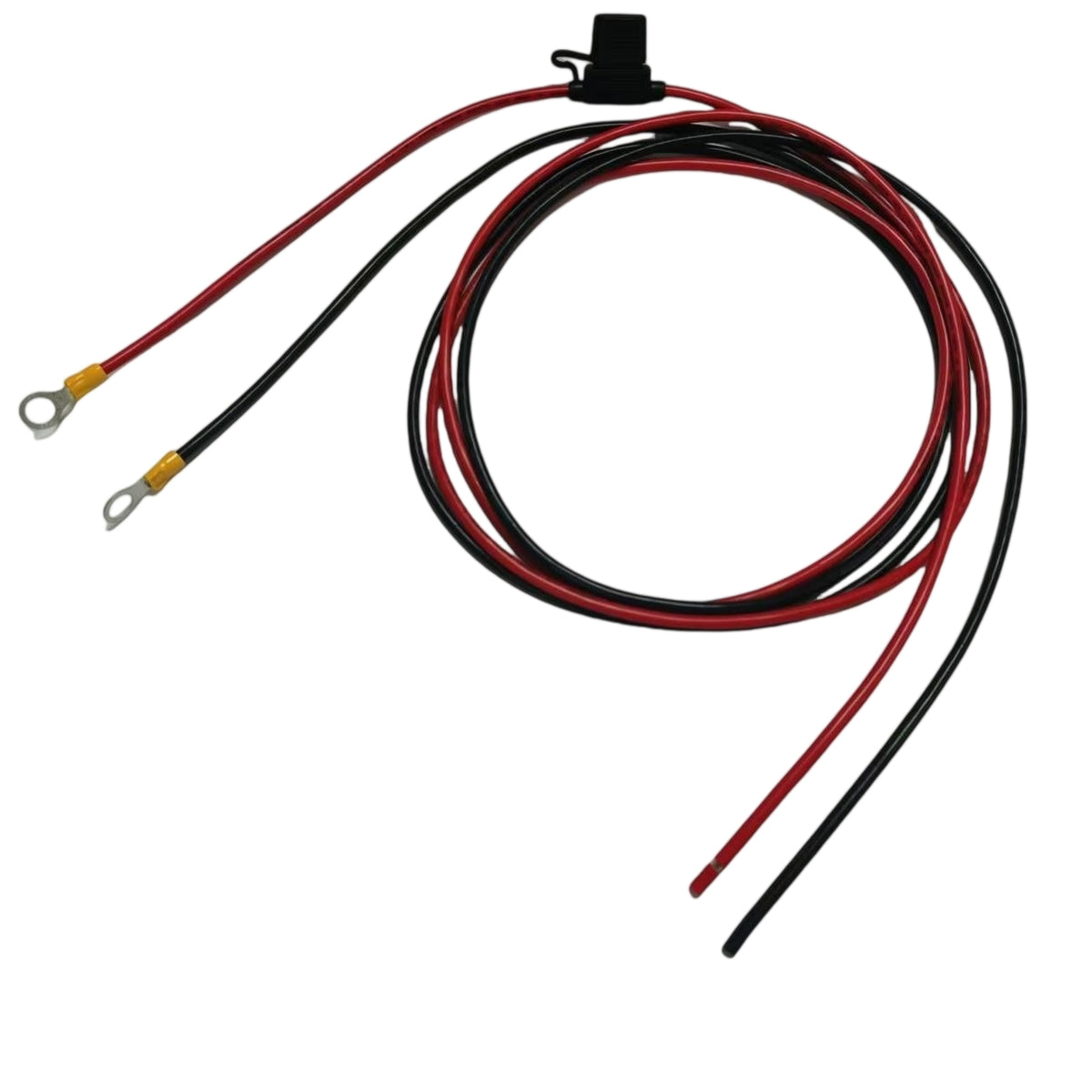 1M (1 Meter) 12AWG Battery Charger Cable Harness with Waterproof Inline Fuse Holder - O-Ring Terminal to Bare Wire