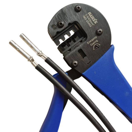 IWISS Professional Solar PV Crimping Tool - Ratchet Crimper for MC4 Terminals (Blue/Black)