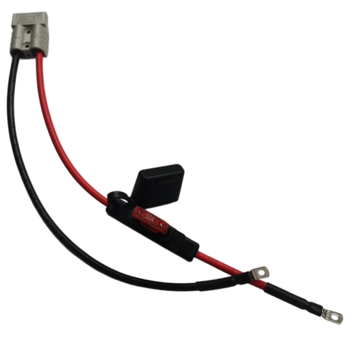 Anderson 50A Battery Extension Cable with Inline Fuse - 8AWG Heavy-Duty Wire Harness (30cm / 1ft)