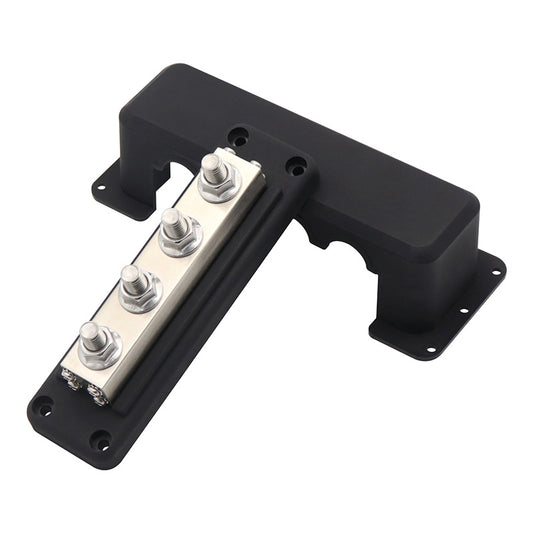 Heavy-Duty 4-Way 600A Power Distribution Busbar - 48V Bus Bar with Protective Cover (Black/Red Options)