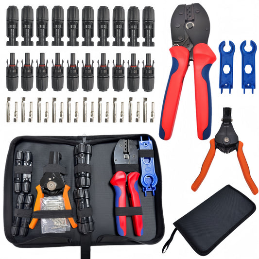 Professional Solar PV Installation Tool Kit - MC4 Crimper, Stripper, Spanners & Connectors (All-in-One Case)