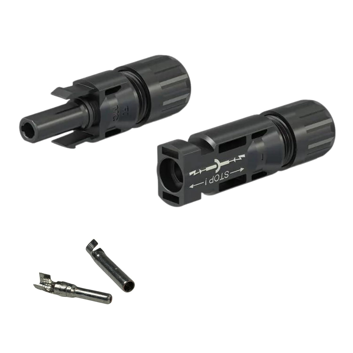 Original Stäubli MC4 PV Cable Connector - Male & Female Pair with Open Crimp Contacts 1000V DC)