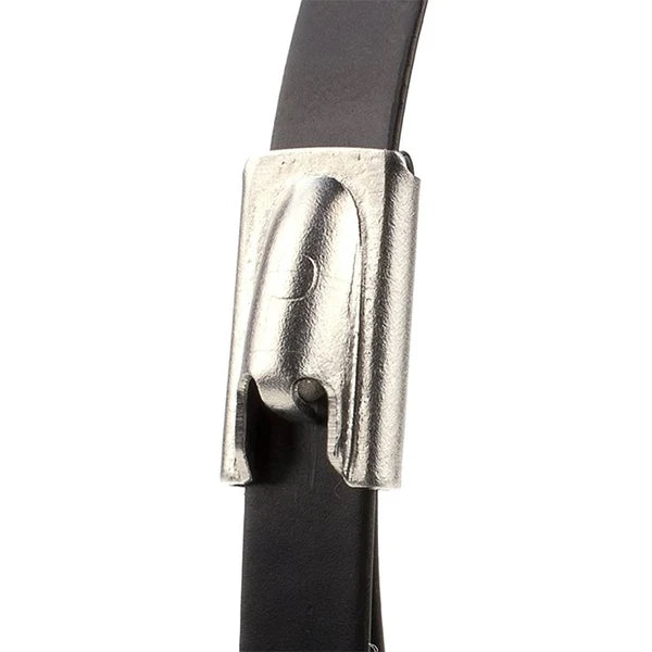 Heavy Duty Stainless Steel Cable Ties - Black Coated Metal Zip Ties with Self-Locking Buckle (100 Pack)
