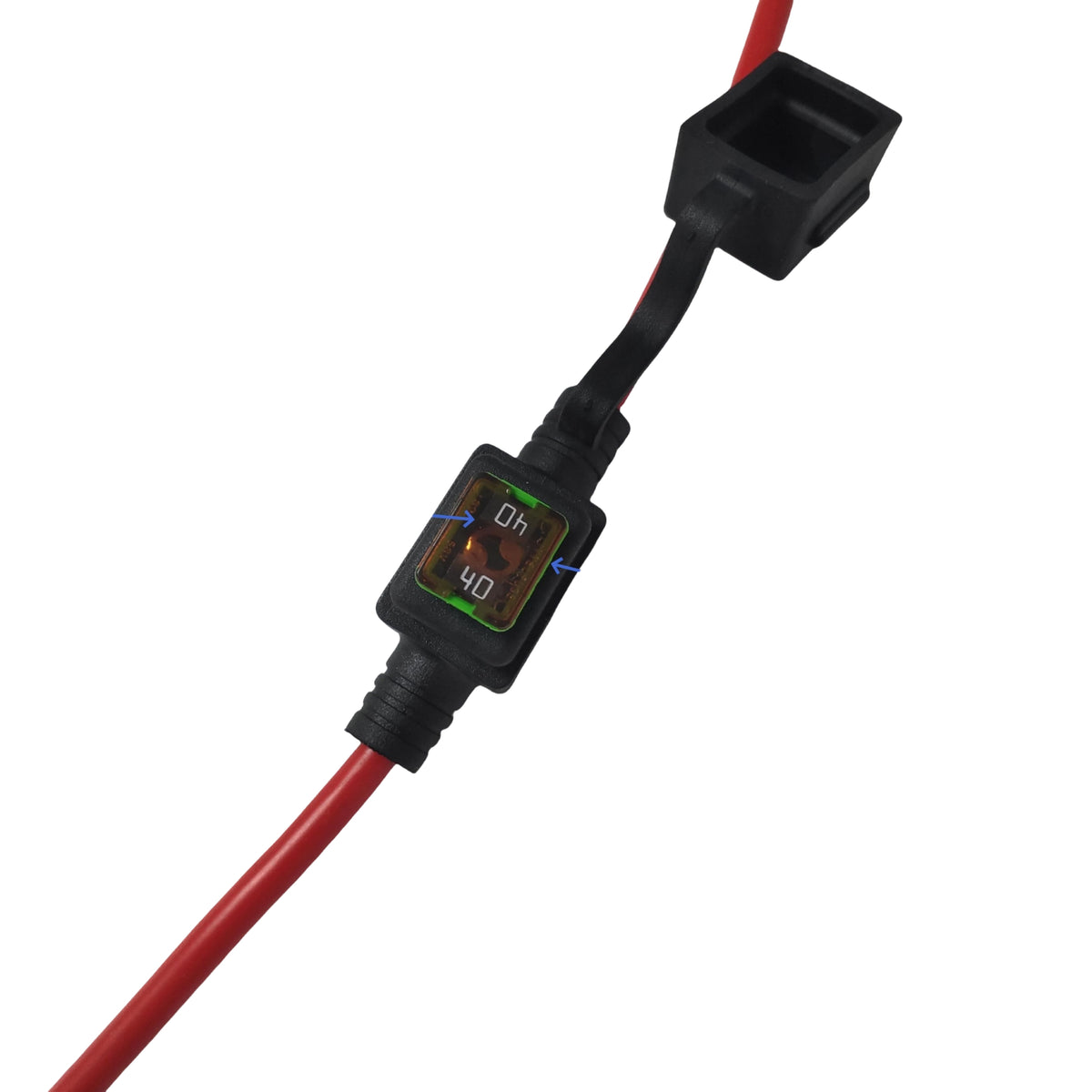 In-Line Blade Fuse Holder with 12AWG Red Wire - Waterproof Fuse Extension Cable for Automotive, RV & Solar Applications (40A / 60A Options)