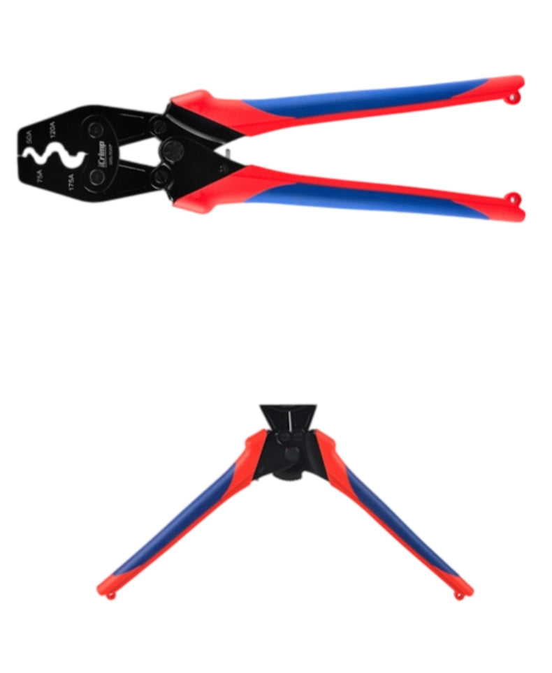 Heavy-Duty Anderson Plug Crimping Tool - Ratchet Crimp Tool for 50A, 75A, 120A, 175A Battery Connectors (8AWG to 1/0 AWG)