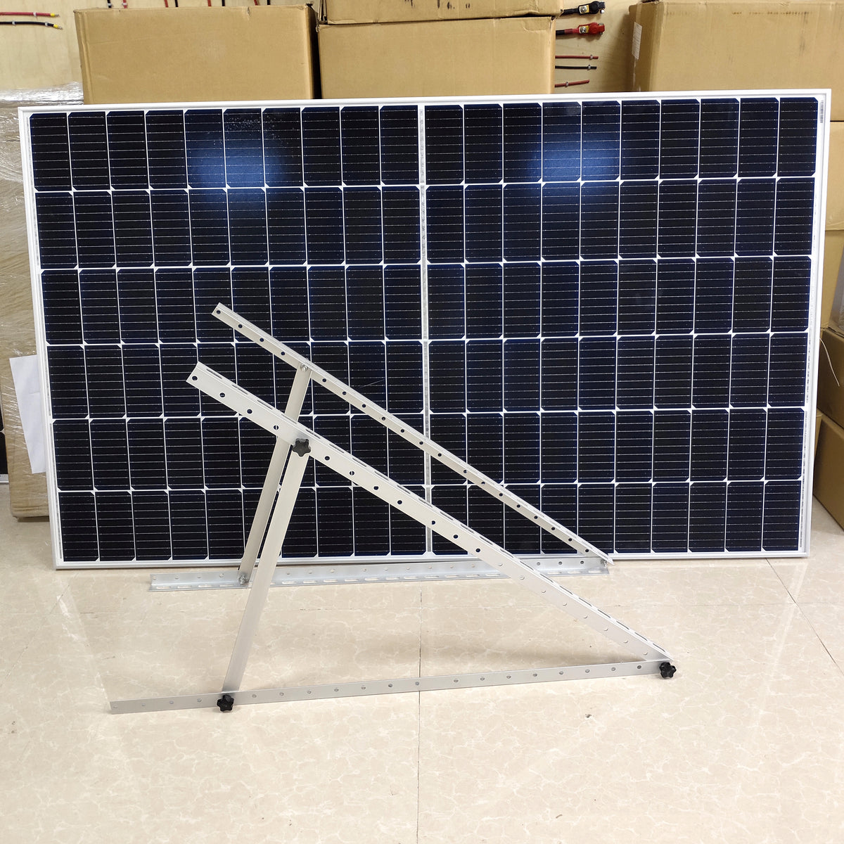 Adjustable Solar Panel Mount Brackets 1140mm with Tilt Legs - Heavy Duty Aluminum Mounting Kit for RV, Boat, Roof & Ground