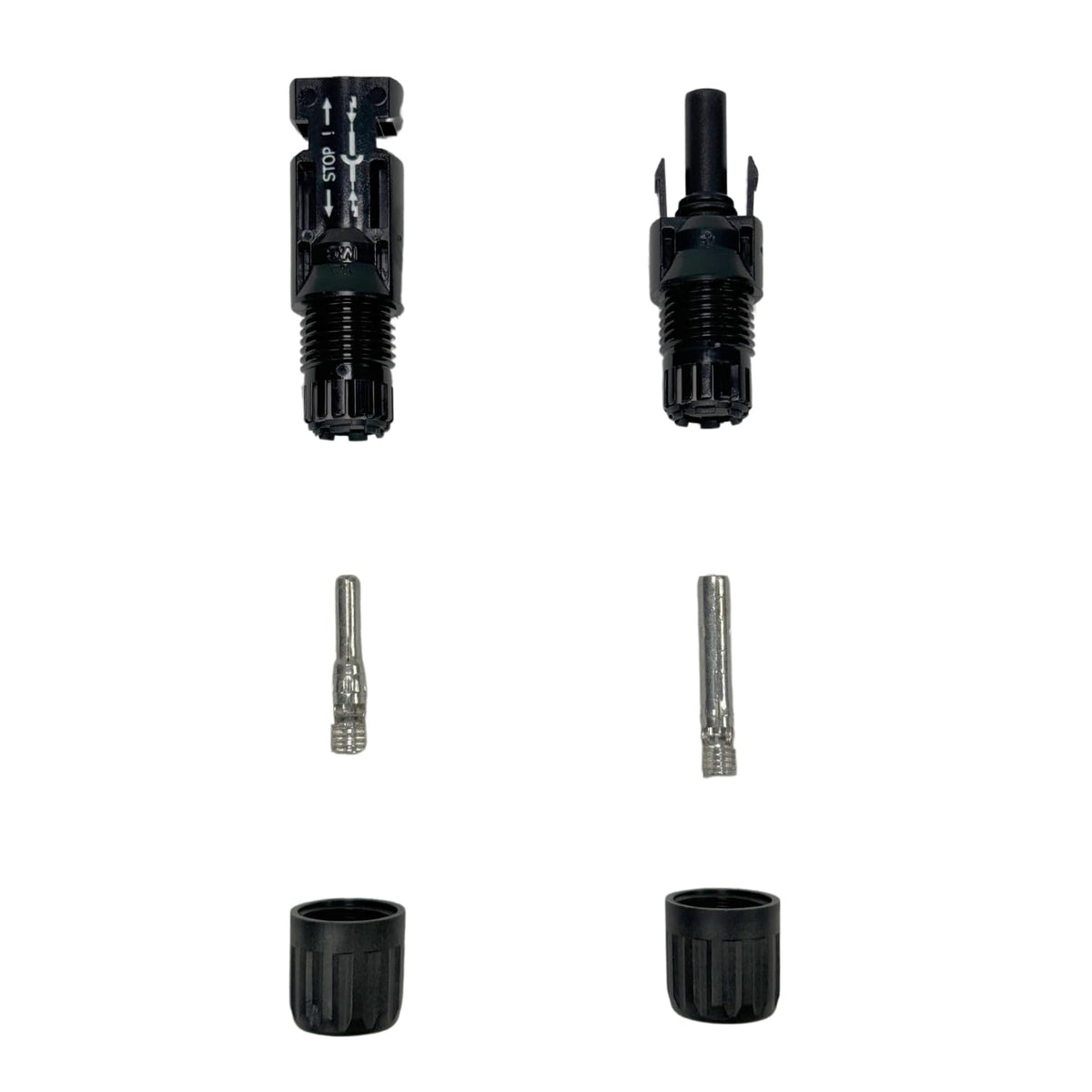 Original Stäubli MC4 PV Cable Connector - Male & Female Pair with Open Crimp Contacts 1000V DC)