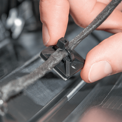 HellermannTyton MB4APT Adhesive Cable Tie Mounts - Black 4-Way Sticky Back Zip Tie Bases (100 Pack)