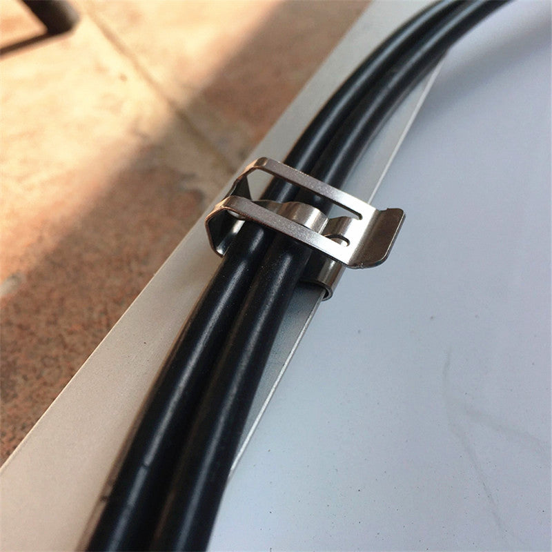 Stainless Steel Double Wire Solar Panel Frame Clips - PV Cable Management Clips (50 Pack)