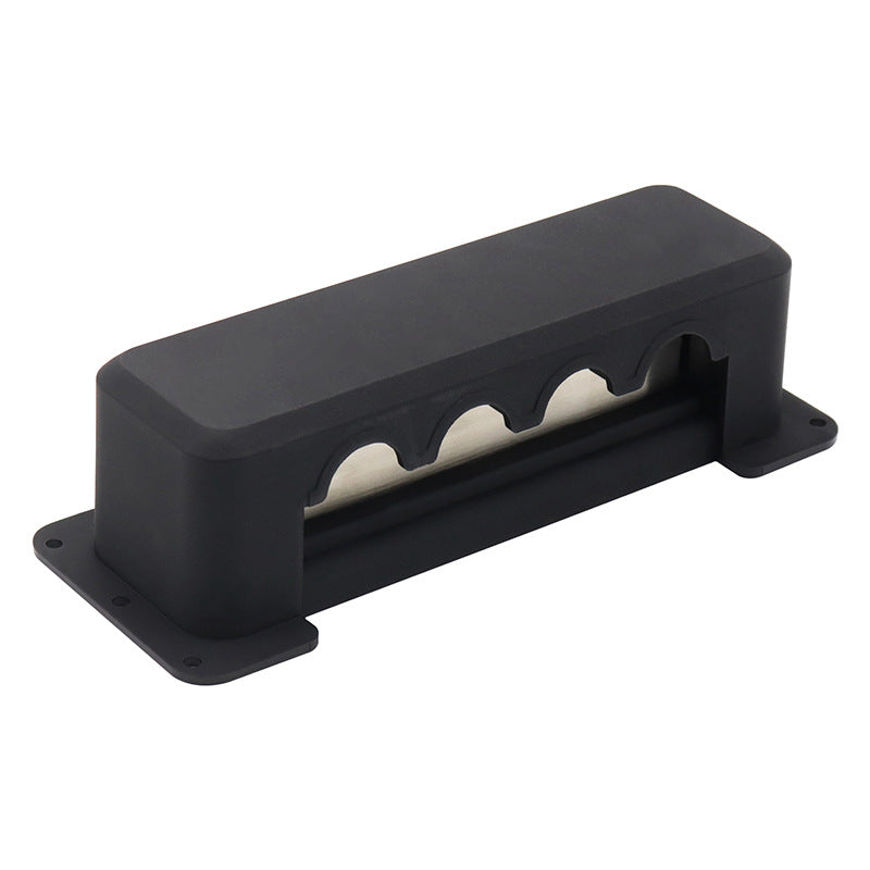 Heavy-Duty 4-Way 600A Power Distribution Busbar - 48V Bus Bar with Protective Cover (Black/Red Options)