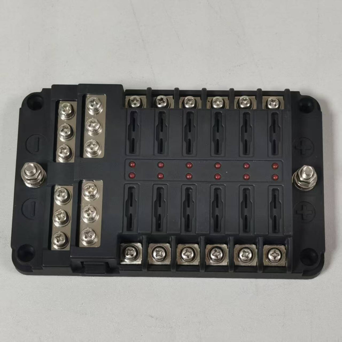 12 Circuit Blade Fuse Block Kit with Negative Bus, LED Warning Indicator & Waterproof Cover - ATC/ATO Fuse Box for RV, Car, Marine & Boat