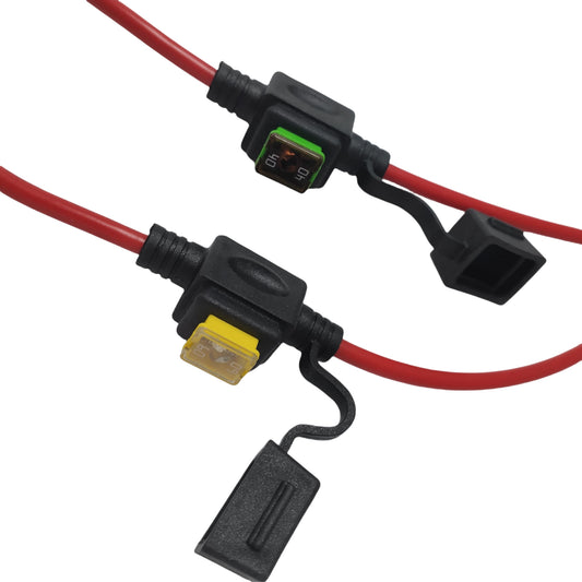 In-Line Blade Fuse Holder with 12AWG Red Wire - Waterproof Fuse Extension Cable for Automotive, RV & Solar Applications (40A / 60A Options)