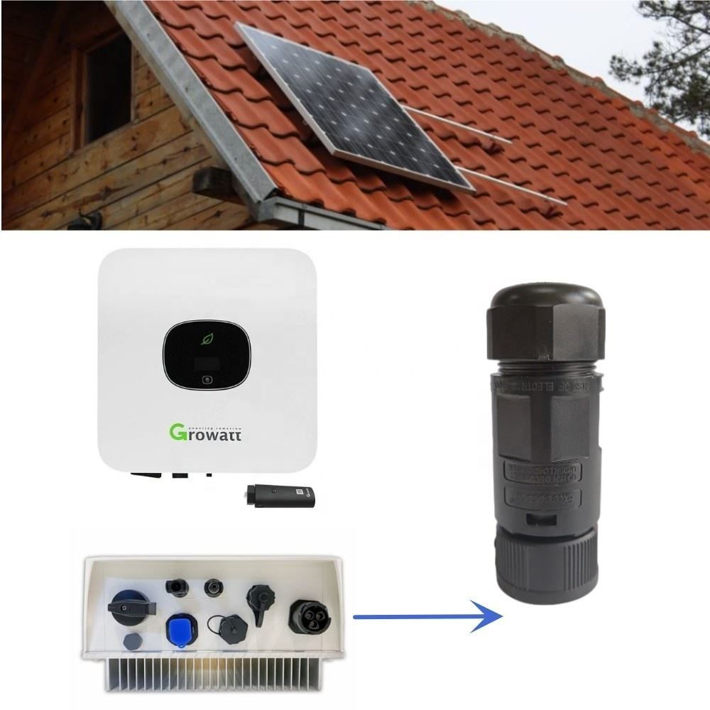 AC Connector for Growatt Inverter - Waterproof Grid Plug & Socket Set for Photovoltaic Systems (Black)