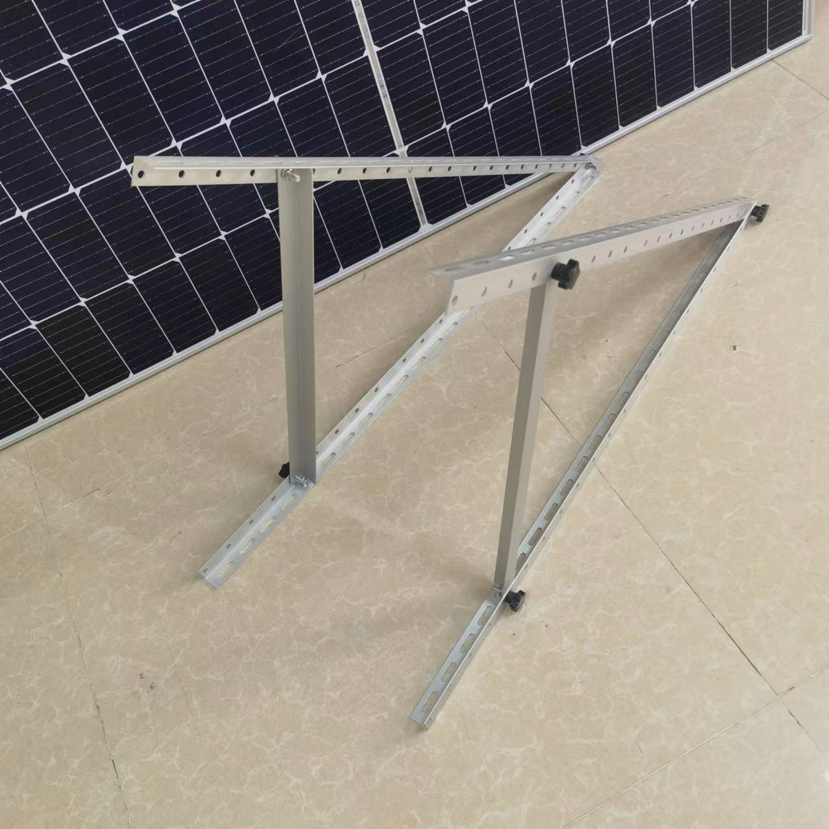 Adjustable Solar Panel Mount Brackets 1140mm with Tilt Legs - Heavy Duty Aluminum Mounting Kit for RV, Boat, Roof & Ground