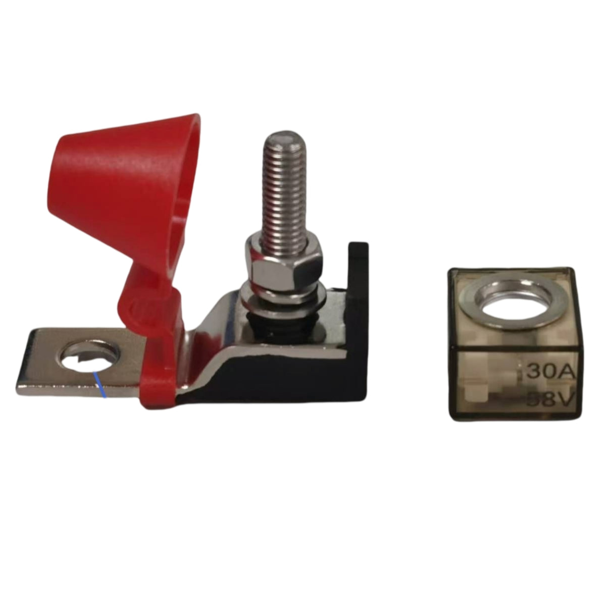 MEGA / AMG Bolt-Down Fuse Holder with Fuse (30A - 300A) - 58V DC Heavy-Duty Circuit Protection