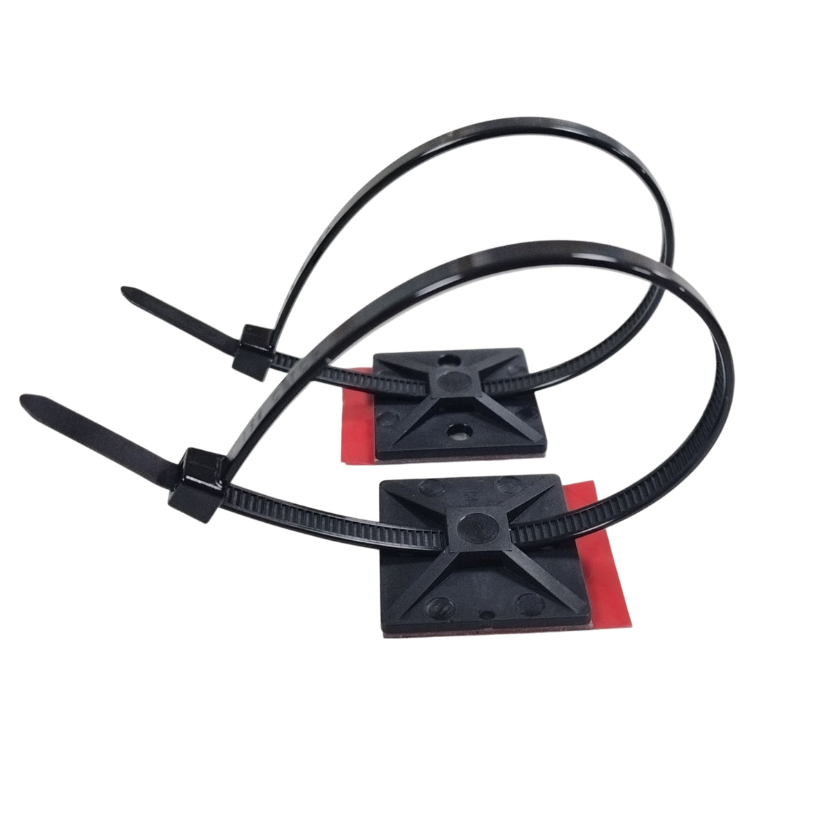 HellermannTyton MB4APT Adhesive Cable Tie Mounts - Black 4-Way Sticky Back Zip Tie Bases (100 Pack)
